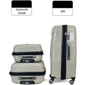 Resim Reymond Luggage Lucas Körüklü Polipropilen Kırılmaz Valiz, Kabin Boy Bej 