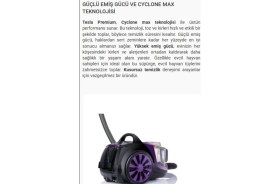 Resim Turbo Fırçalı Halı Döver Başlık Tesla Premium Toz Torbasız Sessiz Elektrikli Süpürge Mor 