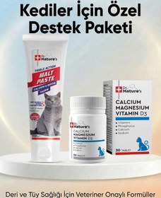 Resim Kedi Malt Macunu + Kalsiyum Magnesium D3 Tablet Seti Tüy Yumağı, Kemik Ve Diş Sağlığı Destek Paketi 
