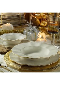 Resim Kütahya Porselen 24 Parça Milena Krem Fileli Yemek Takımı 