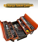 Resim chrome 5 Gözlü Metal Takım Anahtar Lokma 85 Parça Takım Çantası 