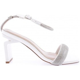Resim Dgn K9016 Kadin Silver Taş Bantli Bilekten Bağlamali Topuklu Sandalet K9016-1748-R0198 Beyaz 