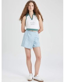 Resim Defacto Yüksek Bel Mini Jean Şort Etek B8292AX24SMNM85 İndigo 