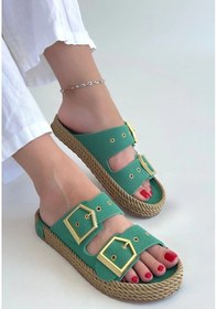 Resim İces Yeşil Nubuk Terlik Göründüğü Gibi 