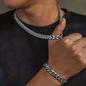 Resim 2'li Set Erkekler için Hip Hop Y2K Tarzı Paslanmaz Çelik 7mm Kalın Zincir Bilezik ve Kolye - Uzun Ömürlü Dayanıklılık İçin Yüksek Kaliteli Paslanmaz Çelikten Üretilmiş, Solmayan ve Korozyona Dirençli 