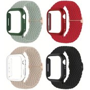 Resim Gateesat 2 Adet Sert Pc Kasa 40mm İwatch Series 4 5 6 Se Pembe Nylon Esnek Kayış 