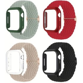 Resim Gateesat 2 Adet Sert Pc Kasa 40mm İwatch Series 4 5 6 Se Pembe Nylon Esnek Kayış 