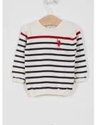 Resim U.S. Polo Assn Lisanslı Triko Striped Ekru Bebek Kazak U.S. Polo Assn.