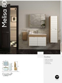 Resim Evros Melisa Banyo Dolabı 80 Cm Beyaz Kapak Beyaz 