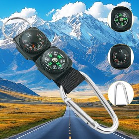 Resim 3'ü 1 arada Pusula, Termometre ve Anahtarlık - Kamp, Yürüyüş ve Macera için Dayanıklı Yüksek Kaliteli Dış Mekan Ekipmanı - Siyah, Pil Gerektirmez, Noel, Şükran Günü, Ramazan ve Öğretmenler Günü için İdeal Hediye, Kamp Aksesuarları, Yürüyüş Gereksinimleri, Şık Tasarım, Sağlam Yapı 