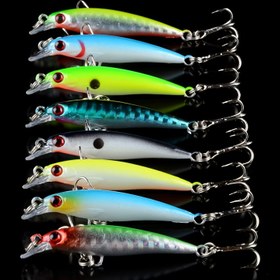 Resim 1 adet Gerçekçi 3D Gözlü Minnow Balıkçılık Yemi, ABS Sert Crankbait, Sazan Balıkçılığı Takımı, Tatlı Su ve Tuzlu Su Türleri için Gerçekçi Minnow Yemi 