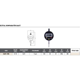 Resim Fett 0-10 mm Pld Mekadijital Komparatör Saati 