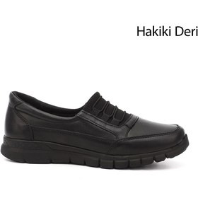 Resim GÖNDERİ(R) Kadın Siyah Dolgu Taban Hakiki Deri Ayakkabı 