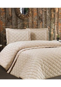 Resim Lima Kadife Dolgulu Çift Kişilik Yatak Örtüsü Cappucino (541545341) Cappucino 