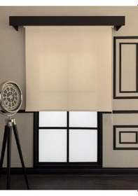 Resim Ithal Kalın Krem Zebra Stor Güneşlik Perde Eteği Düz Alüminyum Kasa Metal Ayak Krem 