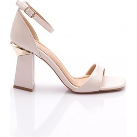 Resim Dgn 2443 Kadin Bilekten Bağlama Topuklu Abiye Ayakkabi 2443-2219-R0152 Bej 