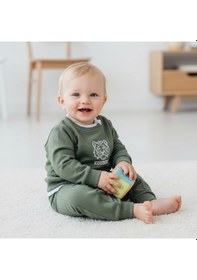 Resim Aslan Desenli Erkek Bebek Alt Üst Takım Yeşil 