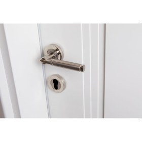 Resim Nikel Rozetli Parçalı Yale Kapı Kolu (İç - Dış Takım) 