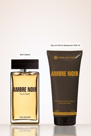 Resim Yves Rocher Erkeklere Özel Ambre Noir EDT Parfüm ve Saç Vücut Şampuanı 2 li Set 