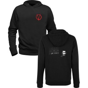 Resim V For Vendetta Resimli Dijital Baskılrı Tasarımlı Siyah Ön Arka Çocuk Baskılı Sweatshirt 