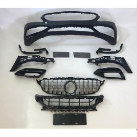 Resim Mercedes W205 2014-2018 C63 Ön Tampon & Panjur Setı siyah Triml 