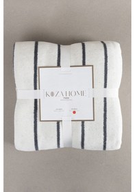 Resim Twin Battaniye Soft Pamuklu Tek Kişilik Battaniye Antrasit Krem 150 X 200 5026a Krem 