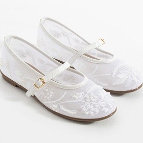 Resim Madrid Beyaz File Gelinlik Ayakkabı İnci Nakış Detaylı Nikah Davet File Beyaz 