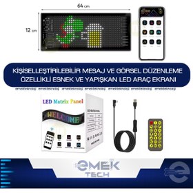 Resim PİNK İTHALAT Kişiselleştirilebilir Mesaj Ve Görsel Düzenleme Özellikli Esnek Ve Yapışkan Led Araç Ekranı 60*12cm 