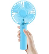 Resim Mini El Tipi Vantilatör, Taşınabilir Pil İle Çalışan 3 Hızlı Vantilatör Mavi 