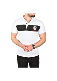 Resim Deepsea Erkek Beyaz Slim Fit Nefes Alan Pamuklu Kumaş Dar Kesim Kıvrılmaz Yaka Polo Yaka Tişört 2503019 Beyaz 