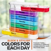 Resim 1'li Paket Lil Yin Haftalık İlaç Organizatörü - AM/PM Bölmeli, 7 Günlük (Pazartesi-Pazar), Günde Dört Kez Dozlama - Ev, Seyahat, Ofis ve Yaşlı Evi İçin Uygun, Yemekle Temas Yapmayan Kapak, Şeffaf Bölme Tasarımı, Kolay Temizlenebilir Malzeme, Vitaminler ve Takviyeler için İdeal Hap Kutusu 
