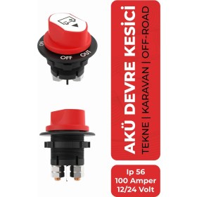 Resim Allestock Mini Akü Devre Kesici Şalter IP56 - 12/24V 100A 