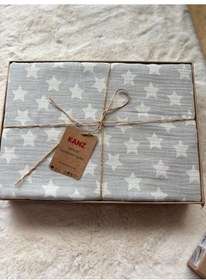 Resim Gri Müslin Bebek Nevresi Takımı Nevresim 100 x150 CM - Çarşaf 110 x 160 CM - Yastık 35 x 45 CM Gri 