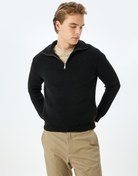 Resim Uzun Kollu Basic Yarım Fermuarlı Kışlık Triko Kazak 