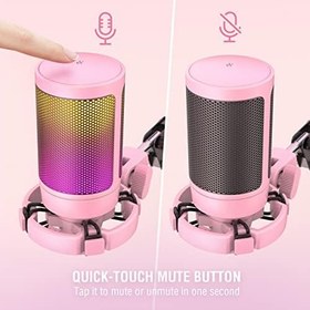 Resim FIFINE Oyun USB Mikrofon Seti, PC Akış Kayıt Bilgisayarı RGB Mikrofon Seti, Podcasting, Şarkı Söyleme, YouTube, Kondenser Kardioid Mikrofon Hızlı Sessiz, Kazanç Düğmesi-A6T Pembe 