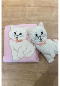 Resim Oyuncak Hediyeli Bebek Triko Battaniye 90x90 Cm Pembe Pembe 