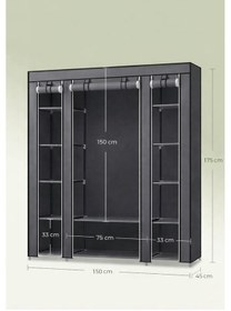 Resim Teknor-prado Bez Dolap 14 Raflı Büyük Organizasyonlu Gardırop Karry Gri 