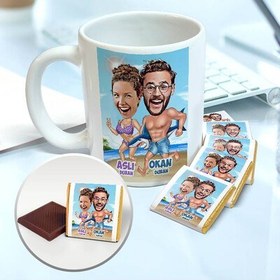 Resim Tatil Maceramız Karikatürlü Kupa ve Çikolata 