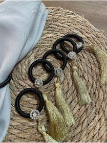 Resim PiyaCraft Siyah Gold Püsküllü Peçete Yüzüğü 6'lı 