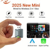 Resim THANG JING 2'si-1 Arada Kablosuz CarPlay ve Android Auto, OEM Kablolu Carplay/Android Auto Kablosuz Dongle, USB ile Güçlendirilmiş, iPhone iOS 10+ / Android 11+ Cihazlar için Evrensel Uyumlu, Pil Gerekmez 