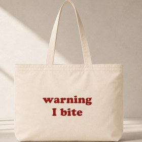 Resim Warning I Bite Club Tote Bag 