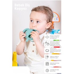 Resim Koyu Yeşil Bebek Silikon Diş Kaşıyıcı Çok Renkli 
