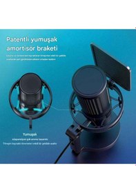 Resim Gm7 Profesyonel Rgb Semi Pro Tak Çalıştır Usb Kablolu Vlog Canlı Yayın Stüdyo Mikrofon 