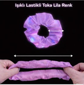 Resim Lila Mor Renk Led Işıklı Lastikli Saç Tokası Açık Gri 