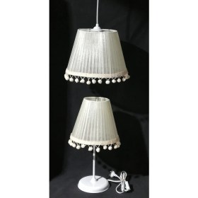 Resim Krem Poppon Çocuk Odası Yatak Odası Avize Abajur Seti 