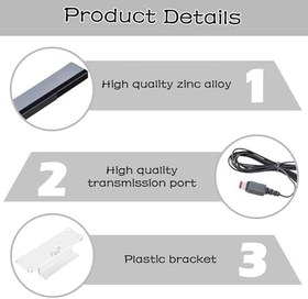 Resim Nintendo Wii/Wii U konsolu için USB sensör çubuğu, kablolu kızılötesi kızılötesi sinyal ışını sensörü bar, kızılötesi IR Ray hareket sensörü sinyal alıcısı, Wii ve Wii U konsolu için, şeffaf stantlı 