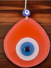 Resim Mavi Nazar Boncuklu Turuncu Renk Nazar Boncuklu Damla Desen El Yapımı Duvar Süsü 02-10mm 5yards 