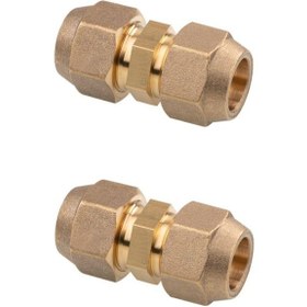 Resim 2 Adet Pirinç Ac Bakır Boru 1/4" Uzatma Bağlantı Elemanı Bakır Boru Hızlı Bağlantı Elemanı Bakır Bağlantı Parçaları 2 Pcs 