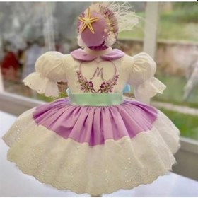 Resim H L Y Karol Tasarım Lila Kalpli Nakışlı Elbise, Özel Dikim Kız Çocuk Elbisesi, Doğum Günü Elbisesi, Fotoğraf Çekim Elbisesi, Kız Bebek Hediyesi, 0-12 Yaşa Uygun Lila 