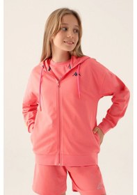 Resim Kappa Kız Çocuk Fullzıp Sweatshırt - Neon Pembe Neon Pembe 